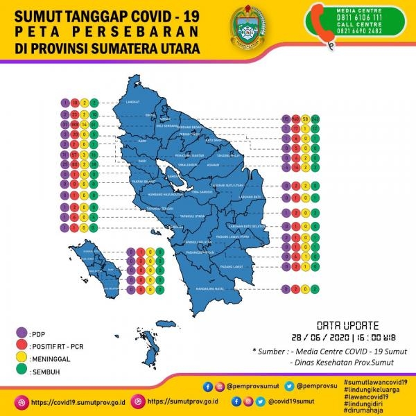 Peta Persebaran 28 Juni di Provinsi Sumatera Utara 